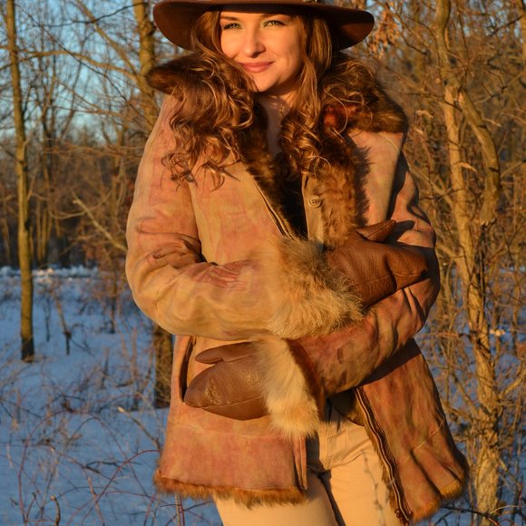 christia Jackets & Blazers - Italian suede shearling sheepskin winter coat tan black beige brown Medium Large